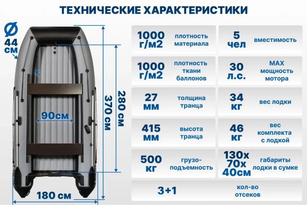 KITT BOATS лодка ПВХ 370 НДНД Кашалот