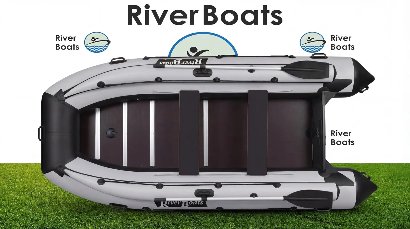 Лодка ПВХ River Boats RB-410 с пайольным дном и фальшбортом, цвет Черно-серый