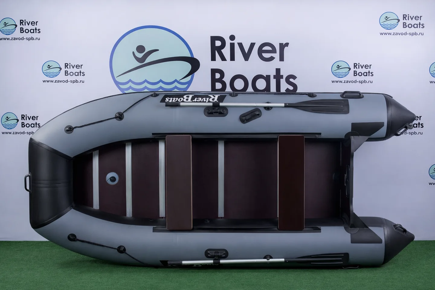 Лодка ПВХ River Boats RB-350 с пайольным дном, цвет Черно-серый